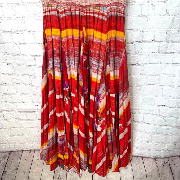Phool Wms S Colorful Vivid Striped Smocked Maxi Dress Boho Fun Full Skirt - Picture 6 of 11